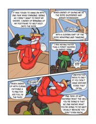 anthro balls bandana blue_penis canine comic dialog dildo duo ear_piercing english_text feline flaccid fox lynx male male_only mammal penis penis_tip piercing pirate randombullet_(character) sex_toy sheath sunitai text weapon zander