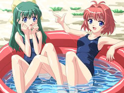 karen_onodera miina_miyafuji one-piece_swimsuit onegai_twins swimsuit tagme water