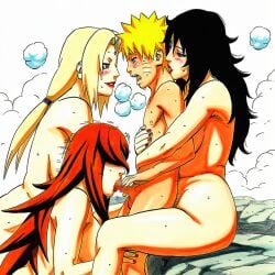 1boy 3girls accurate_art_style adult_and_teenager against_natural_surface against_surface age_difference ai_generated assisted_fellatio assisted_sex black_hair blonde_hair blowjob blue_eyes brown_eyes brown_hair completely_nude dominant_female fellatio femdom fffm_foursome foursome gentle_femdom grabbing_from_behind group_sex harem height_difference hetero high_resolution holding_penis hot_spring hugging hugging_from_behind kissing kissing_neck kurenai_yuhi larger_female lipstick long_hair makeup male/female malesub manga_style masashi_kishimoto_style mei_terumi mha_gooner mixed_bathing moaning mosaic_censoring multiple_girls naruto naruto_(classic) naruto_(series) naruto_shippuden nude older_female_and_younger_male onsen oral oral_sex penis penis_grab penis_in_mouth red_eyes short_hair sitting size_difference smaller_male smile straight submissive_male sucking sucking_penis teamwork tsunade uzumaki_naruto very_long_hair voluptuous voluptuous_female whisker_markings yellow_hair