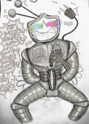 antennae_(anatomy) big_penis blush crying deltarune hands_behind_back jacob's_ladder letttusse male_only overstimulated overstimulation robot_humanoid robot_penis shiny_balls sounding sounding_rod tail tenna_(deltarune) text text_bubble tv_head urethral_insertion urethral_penetration