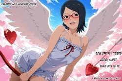 ai_assisted ai_generated cupid discount naruto naruto_(classic) naruto_(series) naruto_shippuden patreon promo sale sarada_uchiha taozaru uchiha_sarada valentine's_day valentines_day waifu