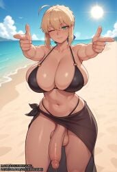 1futa abs ahoge ai_generated armpits artoria_pendragon artoria_pendragon_(lancer) balls blonde_hair breasts cherrykissme cock dickgirl fate/apocrypha fate/grand_order fate/stay_night fate_(series) futa_only futa_sans_pussy futanari girly high_resolution highres horny huge_ass huge_balls huge_boobs huge_breasts huge_butt huge_cock huge_testicles huge_thighs medium_ass medium_breasts medium_penis muscular patreon penis self_upload sexy stable_diffusion worship