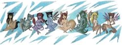 2012 absurd_res animal_ears anthro black_fur black_hair blue_hair blue_skin breasts brown_fur brown_hair canine chibi cute demon feline female fish fox fur green_eyes green_fur green_hair grey_fur group hair heterochromia hi_res horn kara kitsu lalee long_hair luna mammal marine multiple_tails navel nelya nipples nude purple_eyes purple_skin pussy raptor007 red_eyes red_hair rena sinthela smile song spots spread_legs spreading stripes tiger white_fur wings yellow_eyes