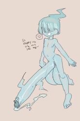 1boy big_balls big_penis cum dialogue ghost ghost_boy hung lewdicrousart nude nude_male precum small_but_hung solo solo_male spirit translucent younger_male