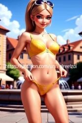 ai ai_generated animated artistic_error blonde_hair blue_eyes blurry_background bra cartoon chloe_bourgeois dancing leaning_forward long_hair miraculous_ladybug necklace panties panty_pull patreon_url patreon_username pendant pendant_necklace sexy sfw sunglasses sunglasses_on_head tagme teasing thong underwear underwear_only unrealreelz video web_address