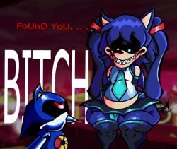 2011x 2boys anthro black_sclera bleeding_eyes blue_eyes blue_fur blue_hair bootleg_metal_sonic bulge bulge_through_clothing chubby creepypasta femboy fully_clothed gay hatsune_miku_(cosplay) hue_hue_hue imminent_sex metal_sonic miku_x_(outcome_memories) no_sex outcome_memories pigtails roblox_background robot sega sharp_teeth smile sonic.exe sonic.exe_(series) sonic_(series) sonic_the_hedgehog_(series) source_request tagme tailwag text thick_thighs thighhighs thighs vocaloid yaoi
