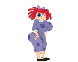 accessory ass_grab breast_grab breasts breasts_out fan_character female female_only glitch_productions milf ragatha ragatha_(tadc) ragatha_(the_amazing_digital_circus) red_hair red_hair_female red_hairband robin2024_(artist) serious serious_expression serious_face the_amazing_digital_circus