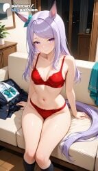 1girls 2026 ai_assisted ai_generated animal_ears anime boobs bow bra breasts bust hi_res high_quality high_resolution highres kneehighs long_hair mejiro_mcqueen_(umamusume) panties patreon patreon_username purple_eyes red_bra red_panties school_uniform skirt skirt_removed skypassion solo stable_diffusion tits umamusume umamusume_pretty_derby underwear watermark
