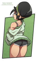 1girls ass ass_focus avatar_legends avatar_the_last_airbender black_hair black_hair_female blind clothed_female hair_bun looking_back showing_back_of_her_hair solo_female the_other_half toph_bei_fong