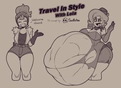 ass belly big_belly brawl_stars deceiving fat_ass flight_attendant high_flyer_lola_(brawl_stars) hyper hyper_belly janet_(brawl_stars) lola_(brawl_stars) prey_outline skullbitee struggling_prey suddencube_(artist) thick_thighs vore vore_belly welcoming wide_hips