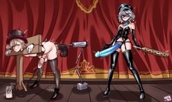 1boy 1boy1girl 1girls anal anal_insertion anal_sex ass black_boots boots cum cum_collecting cumming cumming_while_penetrated dick dildo dildo_in_ass dildo_insertion dildo_machine domination dominatrix domino_mask elbow_gloves equine_dildo female female_dominating_male female_domination femboy femboysub femdom focalors_(genshin_impact) furina_(genshin_impact) genshin_impact gloves high_heel_boots high_heels horsecock_dildo hoyoverse huge_dildo hydro_symbol_(genshin_impact) imminent_pegging large_dildo latex latex_boots latex_gloves latex_thighhighs light_blue_hair lyney_(genshin_impact) machine male malesub mashiaka mask masked masked_female milk milking milking_machine paddle pegging pegging_male penis pillory police_hat sex_machine sex_toy silver_hair stage stage_sex stage_show strap-on strapon studded_paddle thigh_boots thigh_highs thighhighs thighs top_hat wooden_paddle