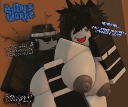 1boy 1female 1female1male 1girl 1girls 1male 1male1female against_wall arm_warmers artist_watermark ass big_ass big_breasts breasts chance_(forsaken) crimstuff dialogue dominant_female english_text female forsaken_(roblox) game_name genderswap genderswap_(mtf) nipples outlaw_chance_(forsaken) roblox roblox_game robloxian rule_63 standing tagme taunting text thighs two_time_(forsaken) watermark zaduworkz