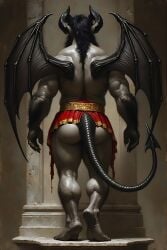 ai_generated ass bara demon feet furry gargoyle gay horns incubus male masculine muscular scalie tail