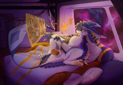 4_ears anal anal_sex animal_genitalia anthro avaian avali bed bedding blue_body blue_feathers bodily_fluids bound cloaca crystal cum curling_toes detailed_background dildo dildo_in_ass dildo_insertion dreamcatcher feathered_wings feathers feet female furniture gay gay_anal gay_male gay_sex genital_fluids genitals hi_res legs_tied lying male male_only male_penetrated masturbation melee_weapon multi_ear object_in_ass on_back on_chest penetration penis pillow polearm presenting presenting_cloaca ribbons sex_toy sex_toy_in_ass sex_toy_insertion signature solo_male spear taluki_(vixie) tapering_penis thyvixie tongue tongue_out underfluffies weapon wings