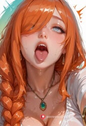 1girl 1girls ahe_gao ahegao ahegao_face ai_generated beautiful blush booty braid braided_hair busty cleavage close-up curvy cute earrings erotic fanart female fit fit_body fit_female flamme_(sousou_no_frieren) ginger high_quality highres horny hot hourglass_figure long_eyelashes naked navel necklace nude orange_hair orgasm orgasm_face parted_lips patreon puffy_lips puffy_nipples rolling_eyes round_ass round_breasts round_butt selfie sexy slim_waist sousou_no_frieren stomach thick thick_ass thick_legs thick_thighs tongue_out waifu wet wet_body wide_hips