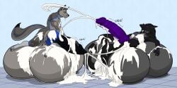 2:1 anthro balls barnikan big_balls big_penis bodily_fluids canid canine canis cum cum_on_another cum_on_balls cum_on_penis duo ejaculation genital_fluids genitals hi_res huge_balls huge_penis hyper hyper_balls hyper_genitalia hyper_penis knot knotted_penis laying_on_balls lying male mammal multi_balls multi_genitalia muscular on_back penis raizen_t'laaren sergal wolf