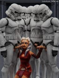 star_wars clone_wars clone clones ahsoka_tano alien_girl alien alien_humanoid alien/human handjob face_squish orange_body orange_skin blue_eyes