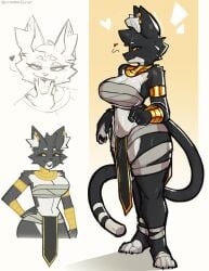 original original_character oc bacardi_(muart242) crumbleferret 2026 2d solo solo_female solo_anthro 1girls 1female female female_only female_anthro anthro anthro_only anthro_female fur biped feline felid felis domestic_cat cat_tail cat_ears tail animal_ears ear_piercing piercing piercings pierced_ears black_nose inner_ear_fluff standing bare_shoulders gold_jewelry gold_(metal) glistening breasts boobs tits cleavage pawpads simple_background looking_at_viewer mouth_open tongue tongue_out narrowed_eyes jewelry bedroom_eyes tongue_piercing mascara heart_symbol loincloth seductive seductive_look white_fur black_fur two-tone_fur wraps navel smile suggestive_gesture gesture gesturing_at_viewer necklace neckwear makeup two-tone_body