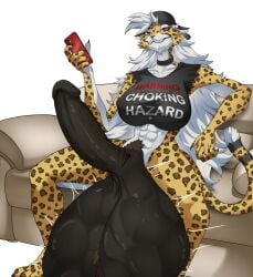 abirdeer 1futa alex_(itsnafulol) cheetah domestic_cat felid feline felis mammal abs anthro backwards_baseball_cap backwards_hat balls baseball_cap ballsack big_balls breasts big_breasts big_penis black_fur cellphone choker claws clothing ears_down feet fur yellow_fur white_fur white_hair pink_eyes tomboy multicolored_fur multicolored_body furniture genitals gynomorph hair hat huge_breasts huge_cock huge_balls futanari futa_only markings muscular muscular_anthro muscular_futa necklace penis pivoted_ears pubes shirt sitting smartphone sofa solo spots spotted_body spotted_fur spread_legs spreading table tank_top text_on_clothing topwear torn_clothing vein veiny_penis cock_vore vore prey prey_outline predator/prey imminent_death imminent_digestion digestion testicles huge_testicles