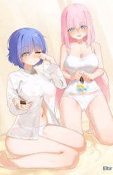 2d 2d_(artwork) 2d_artwork 2girls ankles asian asian_female asian_girl bare_arms bare_calves bare_hands bare_knees bare_legs bare_navel bare_shoulders bare_skin bare_thighs barefoot belly belly_button big_boobs big_breasts blue-eyed_female blue-haired_female blue_eyes blue_hair blush_face blushing blushing_at_viewer blushing_female bocchi_the_rock! breasts busty busty_female busty_girl busty_teen busty_teenager calves camisole chocolate cleavage collarbone curvaceous curvaceous_body curvaceous_female curvaceous_figure curvaceous_hips curvaceous_teenager curvy curvy_body curvy_female curvy_figure curvy_hips curvy_teen digital digital_art digital_drawing digital_drawing_(artwork) digital_media digital_media_(artwork) drawing elbows eltir exposed_arms exposed_legs exposed_navel exposed_shoulders exposed_skin exposed_thighs eye_closed eyebrows_visible_through_hair feet female female_focus female_only fingers flushed flushed_face full_body gotou_hitori green-eyed_female green_eyes groin guitarist hair_between_eyes hair_clip hair_clips hair_ornament hairclip hairclips high_resolution high_school_student highres hourglass_figure inguinal_crease inguinal_ligament japanese japanese_female japanese_girl kneeling kneeling_female kneeling_on_bed knees large_boobs large_breasts lean_figure legs legs_folded long_hair looking_at_viewer midriff mole mole_under_eye multiple_females multiple_girls narrow_waist navel nervous nervous_expression nervous_face nervous_female nervous_smile nipple_bulge no_shoes on_bed one-eye_closed one_eye_closed one_eye_open open_mouth open_mouth_smile panties parted_lips partially_exposed_vulva partially_visible_vulva pink-haired_female pink_hair school_girl seiza shirt short_hair shoulders shy shy_expression shy_female shy_girl shy_smile simple_background sitting sitting_on_ass sitting_on_bed sitting_on_knees slender_body slender_waist slim_female slim_waist smile smiley_face smiling smiling_at_viewer tank_top teen_girl teenage_girl teenage_tits teenager thigh_gap thighs tired tired_eyes tired_look tongue topwear underwear very_long_hair very_long_hair_female wariza white_camisole white_panties white_shirt white_tank_top white_topwear white_underwear wide_hips yamada_ryou yellow_background young_female young_woman