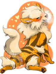 anus arcanine bigger_version_at_the_source blue_eyes blush canine censored cum cum_in_pussy cum_inside denmoko female feral huff mammal nintendo plain_background pokemon pokemon_(species) presenting pussy solo video_games