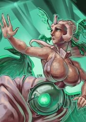 big_breasts boobs breasts geminirequiem jade_(warframe) pregnancy pregnant pregnant_belly veiny_breasts warframe wings wings_on_head