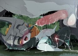 1boy 1girl after_sex animal_penis bestiality black_skin blush colored_sclera colored_skin cum cum_in_pussy cum_inside cumflated_belly cumflation dagasi dog_penis feral helmet hetero highres imp_midna inflation knotted_penis link_(wolf_form) lying midna multicolored_skin open_mouth penis pointy_ears pussy red_eyes testicles the_legend_of_zelda the_legend_of_zelda:_twilight_princess uncensored wolf wolf_link yellow_sclera