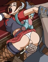 dboy female male sex penetration from_behind cum cum_inside penis erect_nipples big_penis veiny_penis brown_hair 2014 timesplitters jo-beth_casey 1girls 1boy
