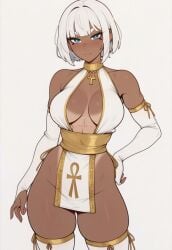1girls abs ai ai_assisted ai_generated blue_eyes dark-skinned_female egyptian egyptian_clothes egyptian_clothing egyptian_female female female_only fit fit_body fit_female oc original_character prussia123 sexy sexy_body sexy_clothing sexy_female short_hair skimpy_clothes solo solo_female solo_focus tan_body tan_skin unknown_character white_hair