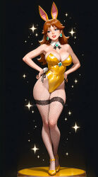 1girls ai-created ai_art ai_assisted ai_generated big_breasts black_background blue_eyed_female blue_eyes blue_eyes_female brown_hair brown_hair_female bunny_costume bunny_ears bunny_girl bunny_suit bunny_tail busty busty_female cleavage comfyui deep_cleavage detached_collar deviantart_link deviantart_logo deviantart_source deviantart_url deviantart_username deviantart_watermark earrings female female_character female_only fishnet_legwear fishnet_stockings freckles freckles_on_breasts freckles_on_chest freckles_on_face freckles_on_shoulders freckles_on_thighs full_body full_body_view hands_on_waist high_heels human human_only light-skinned_female light_skin mario_(series) model_pose modeling nintendo pedestal philolite podium princess princess_daisy royalty sparkles stable_diffusion stockings stockings_thigh_highs super_mario_bros. super_mario_land video_game video_game_character video_game_franchise video_games voluptuous voluptuous_body voluptuous_female