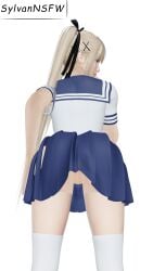 3d blender blender3d cute dead_or_alive female female_only looking_at_viewer looking_back looking_back_at_viewer marie_rose pussy school_uniform showing_pussy sylvannsfw uncensored watermark