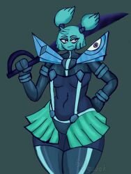 1girls big_blue_bubble cosplay female female_only kill_la_kill matoi_ryuuko_(cosplay) minigonchar monster monster_girl my_singing_monsters newgrounds_link pompom_(my_singing_monsters) solo solo_female tagme