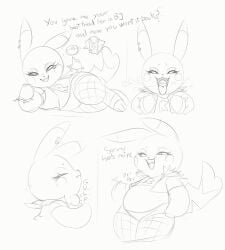 kekitopu nintendo pokemon team_rocket rocketchu eevee generation_1_pokemon pikachu pokemon_(species) 2023 absurd_res digital_media_(artwork) hi_res monochrome alternative_fashion ambiguous_gender biped black_nose bracelet bribery_with_sex cleft_tail clothed clothed_feral clothing dipstick_ears dipstick_tail duo ear_markings eyelashes female female_focus female_pred feral feral_focus feral_pred fishnet_clothing fishnet_legwear jewelry legwear lying markings multicolored_ears neck_bulge on_side oral_vore patting_belly pokeball pokeball_in_mouth pokeball_vore punk smile solo_focus spiked_bracelet spikes standing swallowing swallowing_pokeball tail tail_markings tongue tongue_out topwear vest vore willing_pred furry