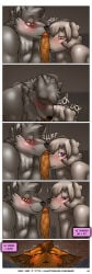 absurd_res alphonse_(james_howard) anthro bisexual_male canid canine canis comic deep_throat dialogue domestic_cat domestic_dog double_fellatio double_oral english_text felid feline felis fellatio female first_person_view group hi_res james_howard jill_(james_howard) male male/female male/male mammal oral oral_penetration patreon penetration penile richard_(james_howard) sex text trio url wolf