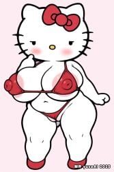 1girls ai_generated anthro areola_slip areolae_slip bbw big_breasts bikini cameltoe cat cat_girl chibi chibi_style chubby chubby_female erect_nipples fat female female_only furry furry_female hello_kitty hello_kitty_(character) hello_kitty_(series) huge_breasts micro_bikini nipple_bulge nipples_visible_through_clothing pussy_peek red_bikini sanrio shortstack solo vulva white_body white_fur wide_hips