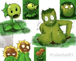 anthro anthrofied ass bite_mark dorkly electronic_arts female flora_fauna parody peashooter_(pvz) plant plant_humanoid plantie plants_vs._zombies plants_vs_zombies popcap_games sunflower_(pvz) thick_thighs twin_sunflower_(pvz) video_game_character video_games wall-nut_(pvz) xiechai01 zombie zombie_girl zombification
