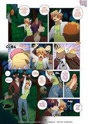 anthro canine comic dexter do_not_distribute english_text feline fur furry girly green_eyes male mammal multiple_males page_18 page_number powfooo tay_(powfooo) text tiger tiger_boy wolf yaoi