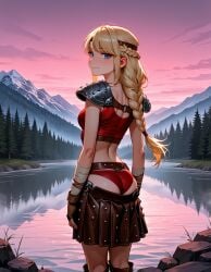 1girls ai_generated ass ass_cleavage astrid_hofferson blonde blonde_female blonde_hair blonde_hair_female blue_eyes bra braid braided_hair braids butt curvaceous curvaceous_body curves curvy curvy_body curvy_female curvy_figure dreamworks exposed_ass exposed_butt female female_only heroine hourglass_figure how_to_train_your_dragon how_to_train_your_dragon_2 light-skinned_female light_skin mostly_nude mostly_nude_female panties partially_clothed partially_clothed_female pauldron pauldrons red_bra red_clothes red_clothing red_panties red_underwear seductive seductive_eyes seductive_gaze seductive_look seductive_pose skirt skirt_down skirt_pull solo solo_female underwear viking viking_female voluptuous voluptuous_female woman