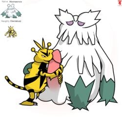 abomasnow ambiguous_gender duo electabuzz gipbandit handjob male nintendo penis plain_background pokemon sex video_games white_background