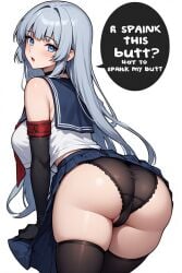 ai_generated yandere_simulator megami_saikou butt school_uniform presenting_butt black_panties inviting_to_spank spank_me_sign spank_my_butt spankable_butt