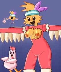 _dumb_ways_to_die_2_stupa bad_anatomy bean_(dumb_ways_to_die) breasts chicken chicken_girl dumb_ways_to_die dumb_ways_to_die_2 feathered_wings female hen orange_body orange_nipples orange_skin plucked plucked_wings reference_image sunnypawsy
