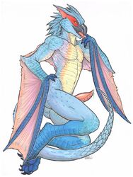 1boy 2015 anthro beak capcom flying_wyvern iggi male male_only monster_hunter nargacuga nude penis scalie solo video_games wyvern