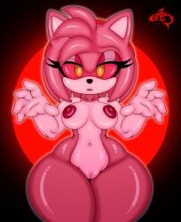2026 absurd_res amy_rose anthro big_breasts breasts eulipotyphlan eyelashes female female_only fur genitals hair hedgehog hi_res long_eyelashes mammal nipples nude nude_anthro nude_female pink_body pink_fur pink_hair pink_nipples red_sclera renegade-157 sega solo sonic_(series) sonic_the_hedgehog_(series) thick_thighs vulva wide_hips yellow_eyes zombot