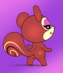 :3 animal_crossing anthro anus butt chibi female female_only gesture gradient_background hand_gesture looking_back makeup mammal nintendo nude pecan_(animal_crossing) rodent sciurid simple_background simski solo swirly_tail thumbs_up tree_squirrel x_anus