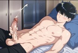 1guy 1male abs ai_generated biceps black_eyes black_hair bulge_penis erect_penis erection ganbare!_nakamura-kun!! gay gay_male go_for_it,_nakamura-kun!! go_for_it_nakamura homosexual homosexual_masturbation homosexual_sex huge_balls huge_cock huge_penis ia_generated lying_on_bed male masturbation nakamura_okuto no_te_rindas_nakamura!! pecs pectorals penis_bulge