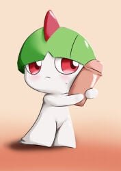 absurd_res blush bodily_fluids duo female feral generation_3_pokemon genitals hi_res human male male/female mammal nintendo olihai penis pokemon pokemon_(species) ralts sweat white_body