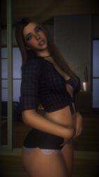 1girl 1girls 2026 3d 4k apartment belly belly_button big_lips blue_eyes bra breasts brown_body brown_hair brown_skin choker chromatic_aberration clothed clothing crashbanditkut depth_of_field eyebrows eyelashes eyeshadow female hair half-closed_eyes hi_res high_resolution highres house human indoors light-skinned_female light_skin lips long_eyelashes long_hair long_nails looking_at_viewer makeup mascara nails navel original original_character panties parted_lips pinup self_upload shirt small_breasts solo solo_female solo_focus standing straight straight_hair tan_body tan_skin tanline teenage_girl teenager thick thick_eyebrows thick_hips thick_lips thick_thighs thighs tummy virt-a-mate virtamate young young_female