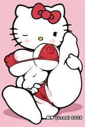 1girls ai_generated anthro anus anus_peek areola_slip areolae_slip bbw belly big_breasts bikini cameltoe cat cat_girl chibi chibi_style chubby chubby_female erect_nipples fat female female_only furry furry_female hello_kitty hello_kitty_(character) hello_kitty_(series) huge_breasts micro_bikini nipple_bulge nipples_visible_through_clothing pussy_bulge pussy_peek red_bikini sanrio shortstack solo vagina vulva white_body white_fur wide_hips wink winking_at_viewer
