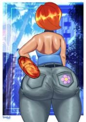 1girls ass ass_focus basketball big_ass big_butt bouncing_ass bouncing_butt butt butt_focus butterfly_(planetronika) butterfly_hair_ornament female female_only huge_ass huge_butt looking_back multicolored_hair shaking_ass shaking_butt slamgrene sleeveless_shirt sound tagme video