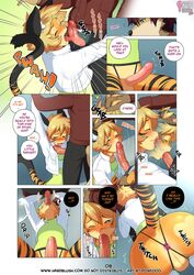 anthro canine comic deep_blowjob dexter dialogue do_not_distribute english_text feline fellatio forced fox fur furry gay girly green_eyes male male_only mammal multiple_males oral oral_sex page_8 page_number powfooo sex tay_(powfooo) text tiger tiger_boy wolf yaoi